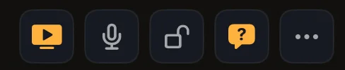 The top-bar buttons: Output mode, Mic, Lock, Help, and the more menu